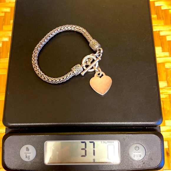 Sterling Silver Braided Rope & Heart Charm Bracelet - Picture 6 of 7